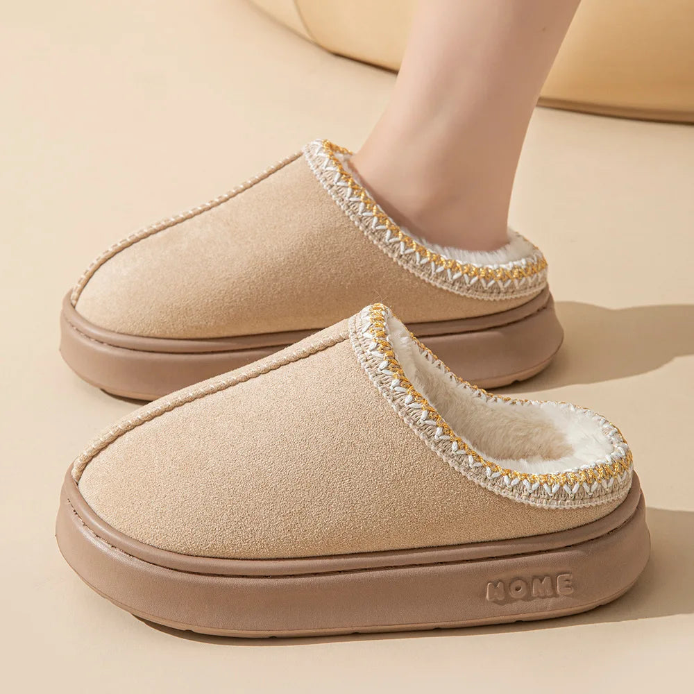Chaussons Femme Faux Suède | Doublure Plush Intérieur Plateforme