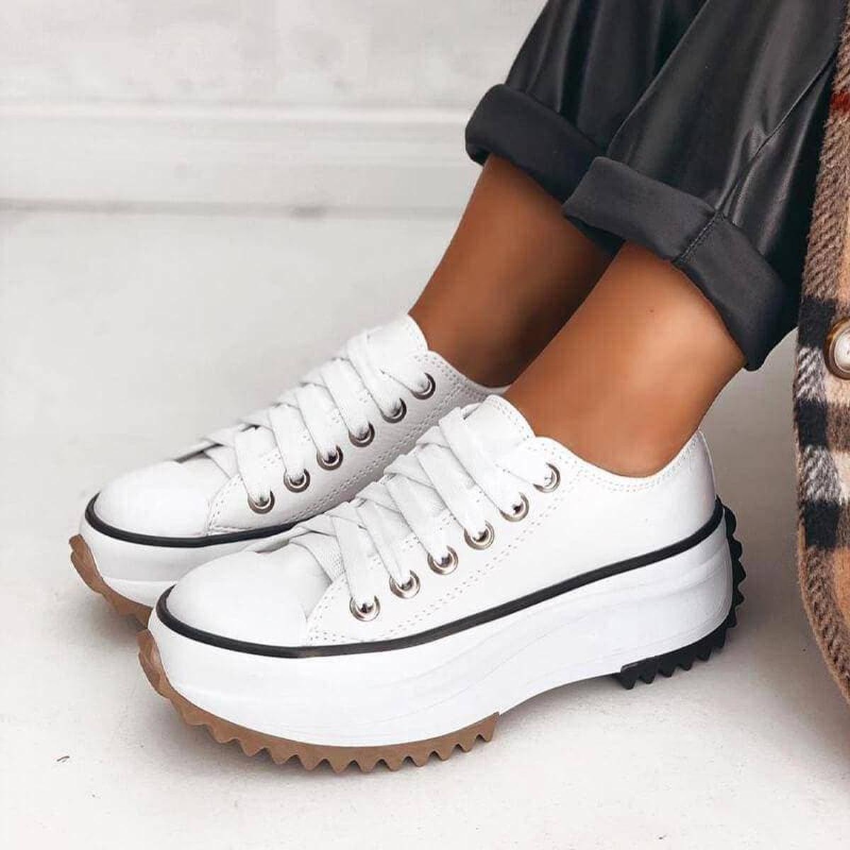 Sneakers en Toile | Semelle Épaisse | Lacet
