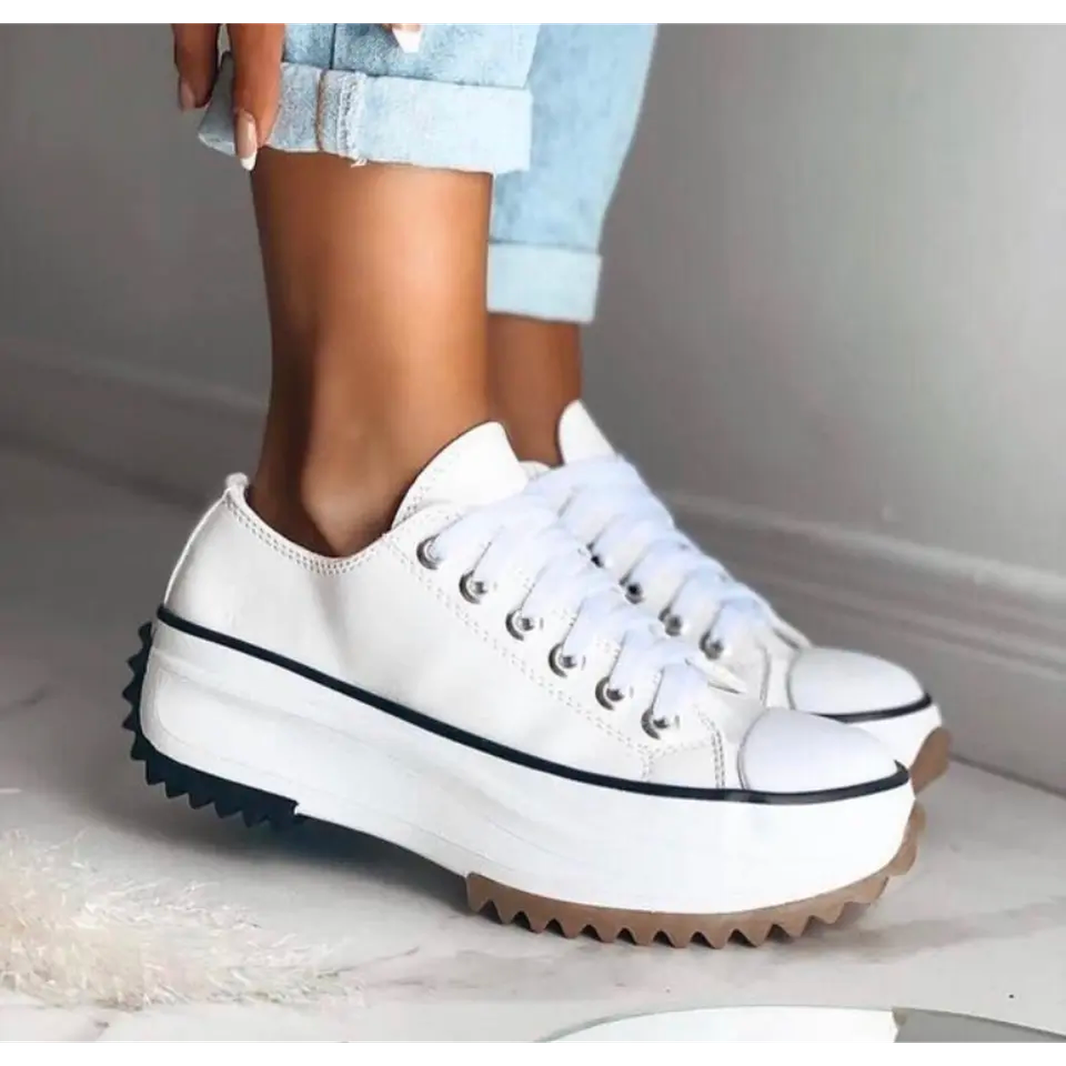 Sneakers en Toile | Semelle Épaisse | Lacet