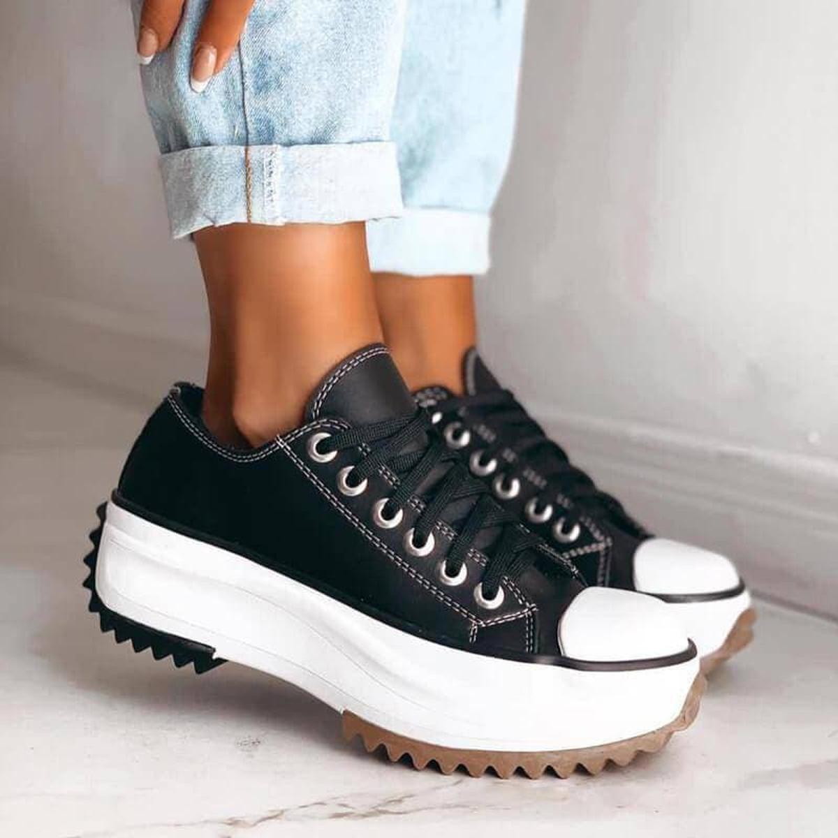 Sneakers en Toile | Semelle Épaisse | Lacet