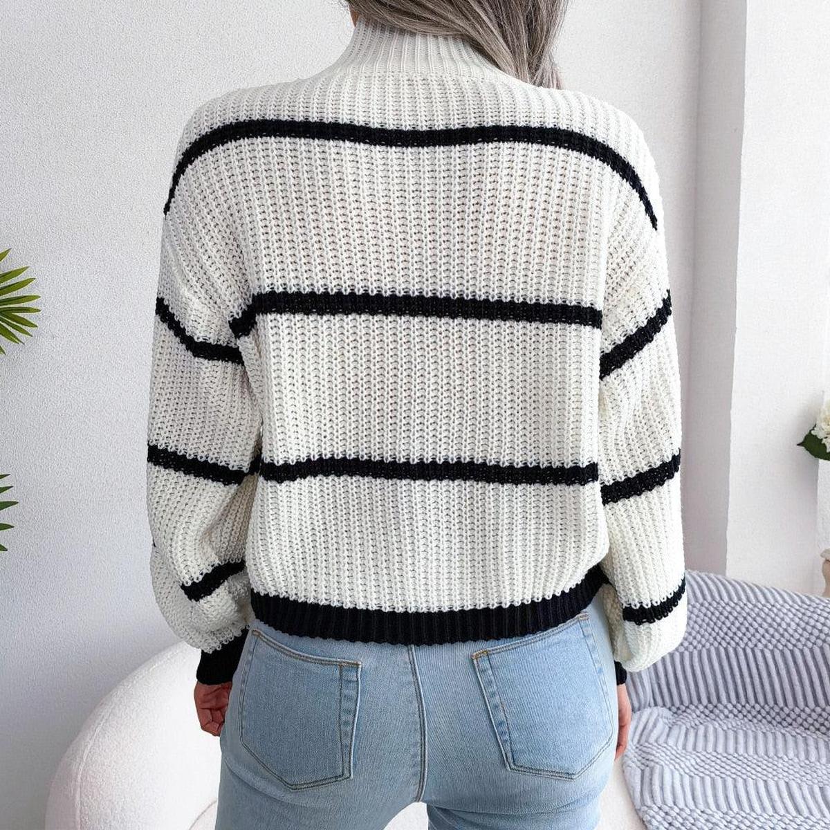 Pull-over Rayé | Col Haut | Coupe Relaxée
