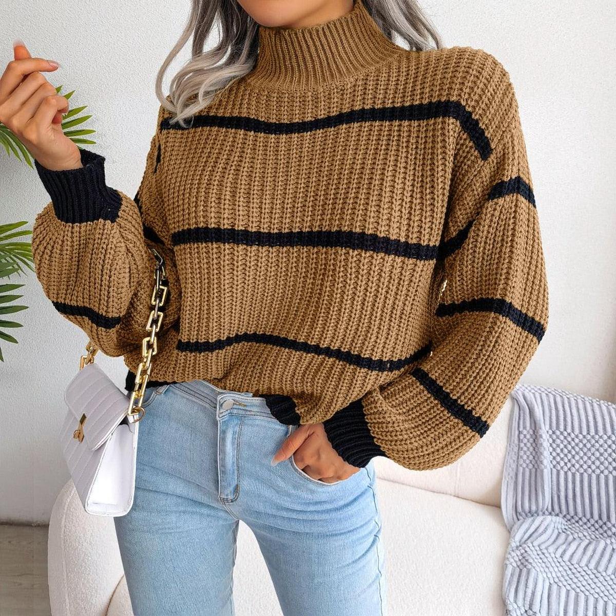 Pull-over Rayé | Col Haut | Coupe Relaxée