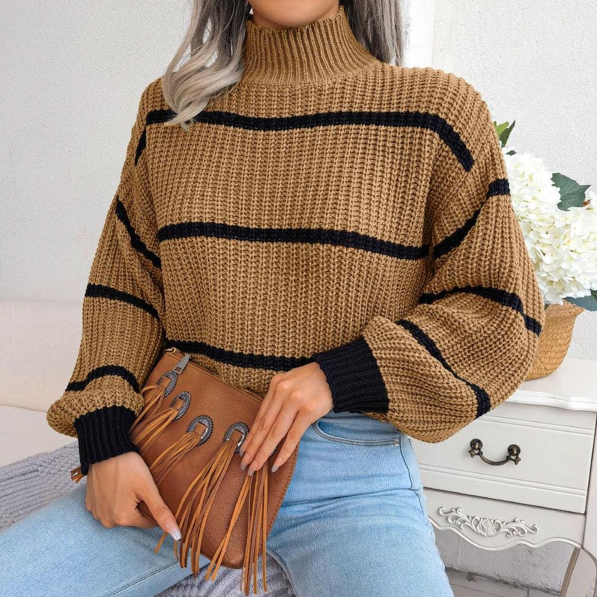 Pull-over Rayé | Col Haut | Coupe Relaxée