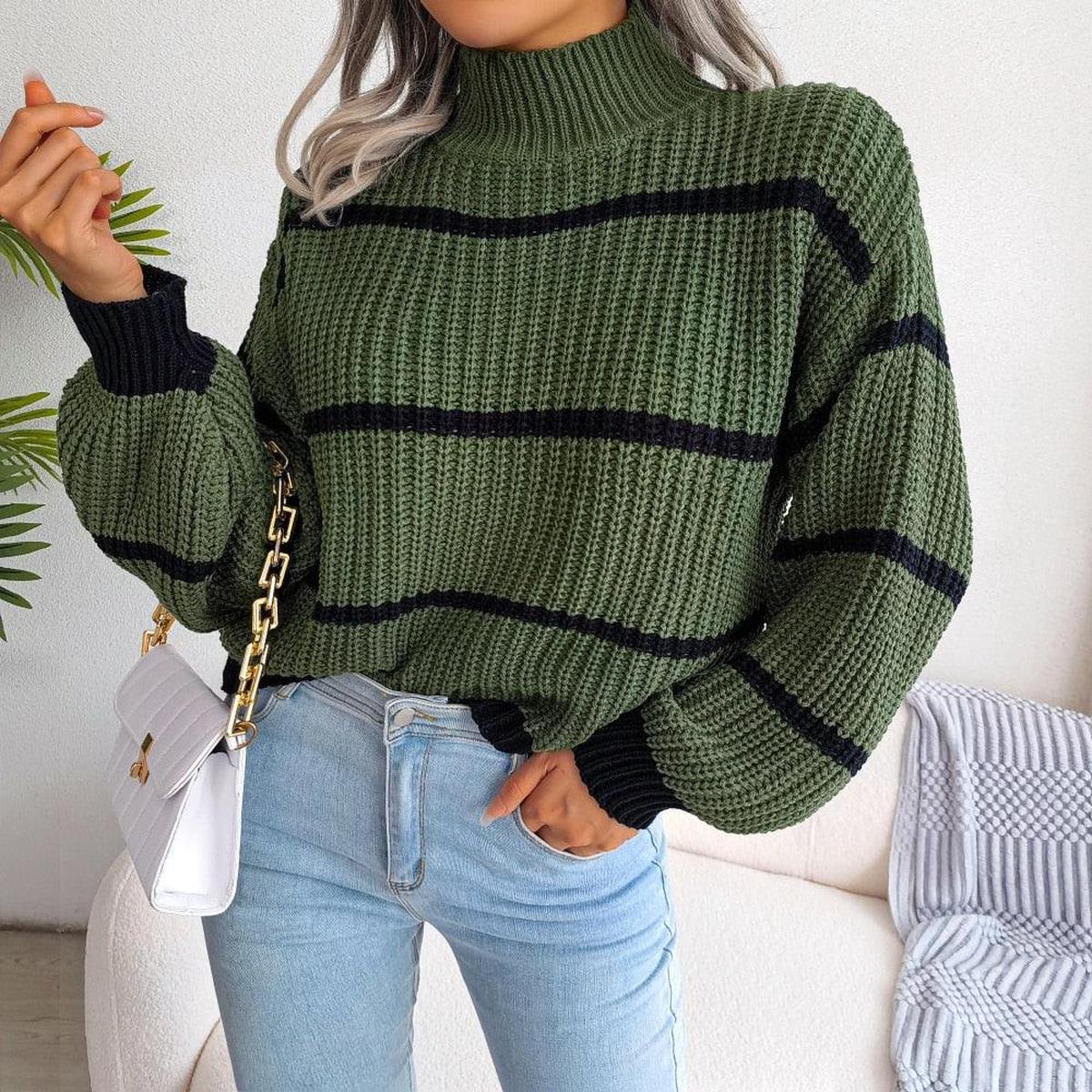 Pull-over Rayé | Col Haut | Coupe Relaxée