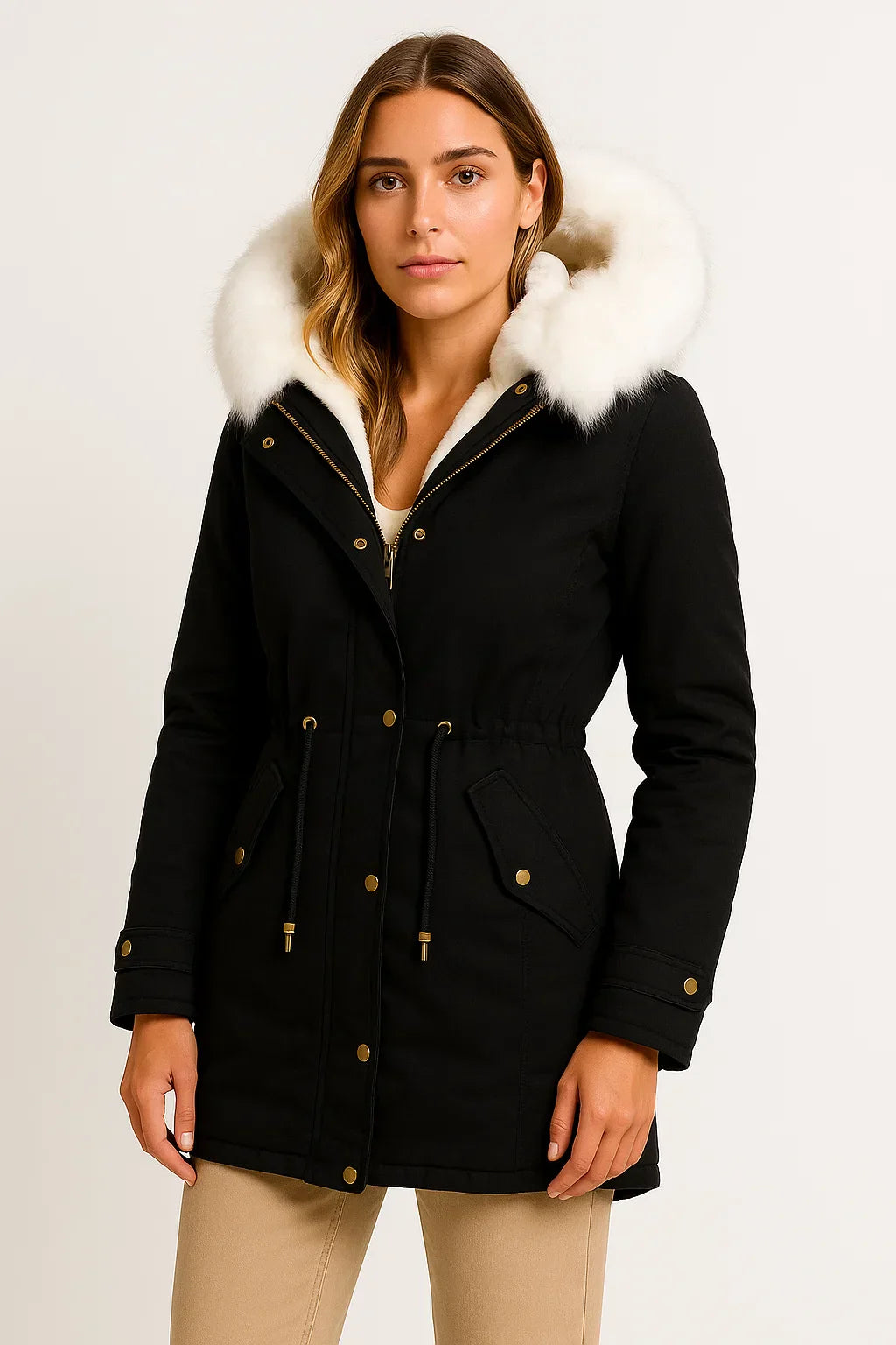 Manteau Parka Hiver | Capuche en Fourrure Synthétique | Doublure Polaire