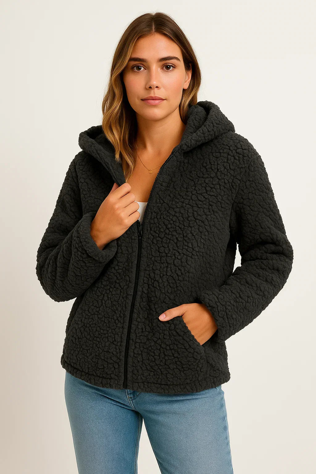 Veste Teddy Fleece Fondamentale | Design à Zip et Capuche