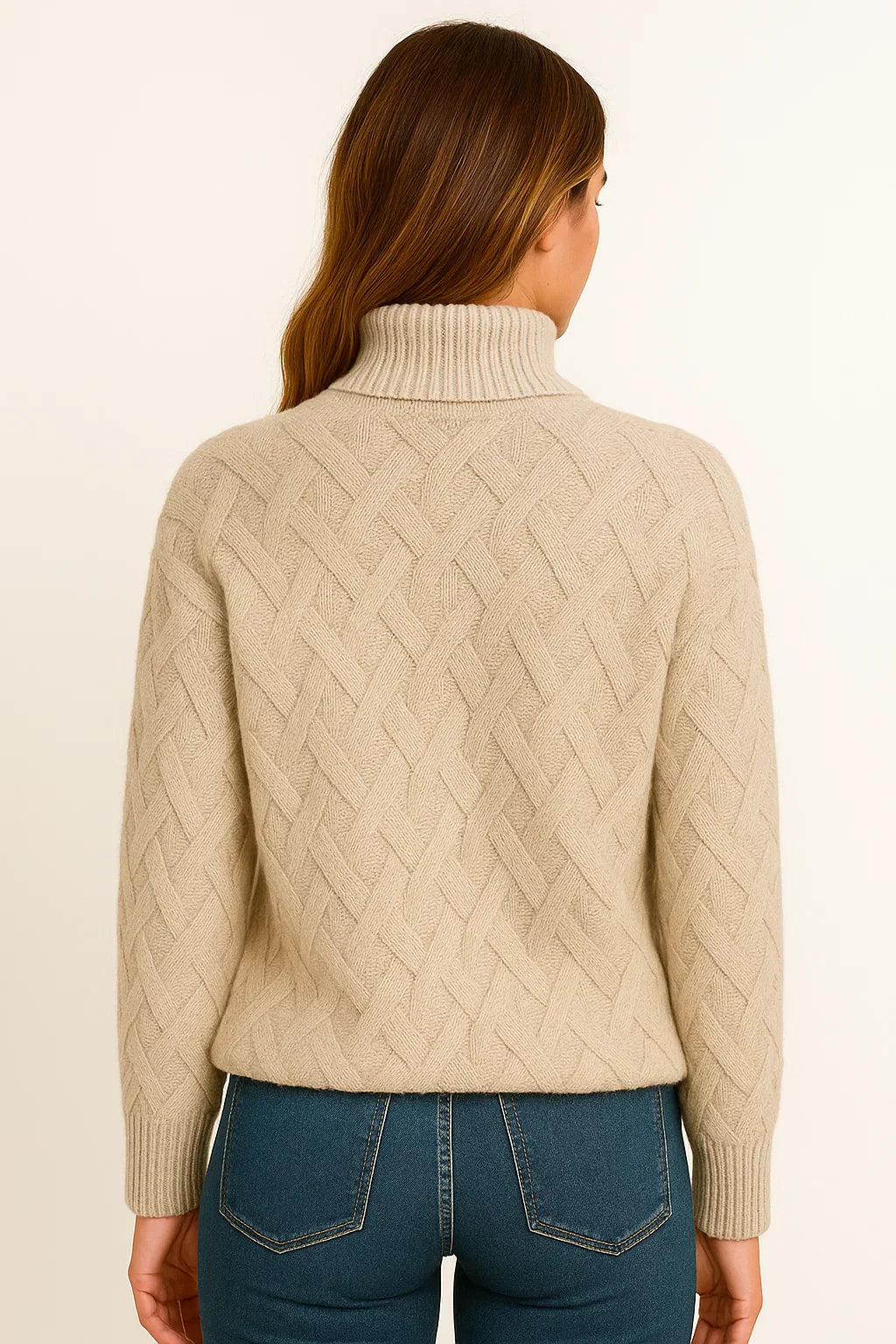 Pull col roulé en mélange de laine | Design tricot texturé