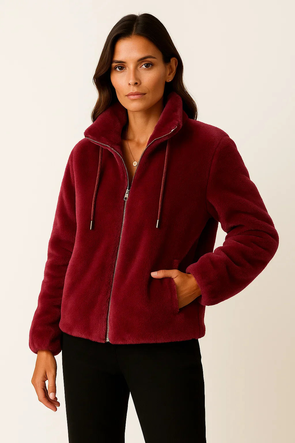 Veste Teddy Fleece Zip | Col Levant | Amouvelle Fondamentale