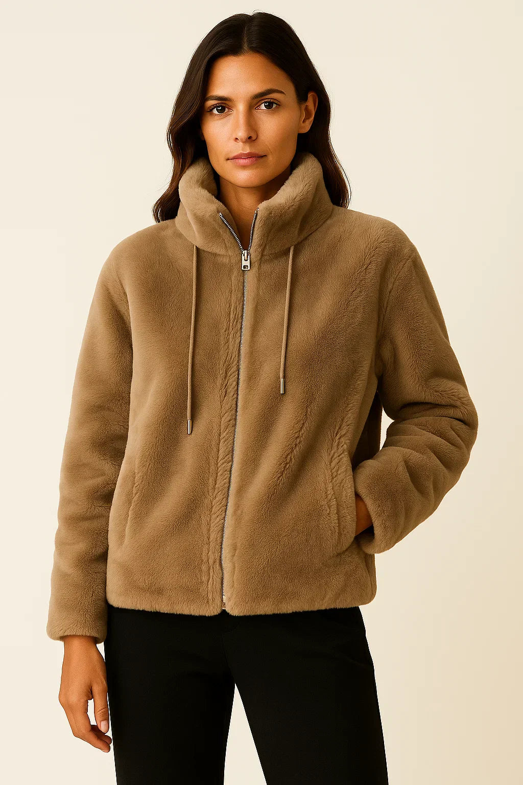 Veste Teddy Fleece Zip | Col Levant | Amouvelle Fondamentale