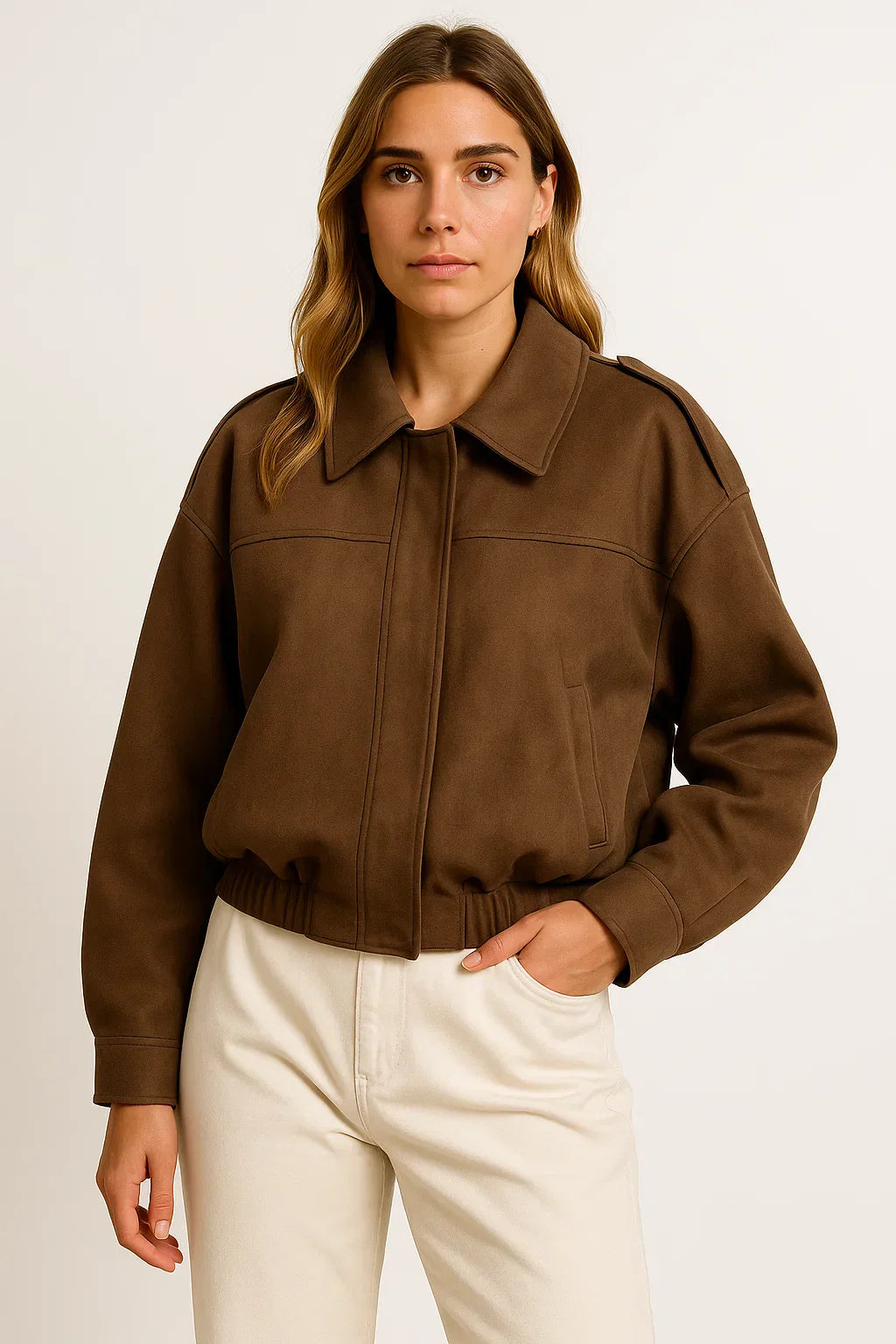 Veste Bomber en Faux Suède Métier | Coupe Relaxed | Fermeture Éclair