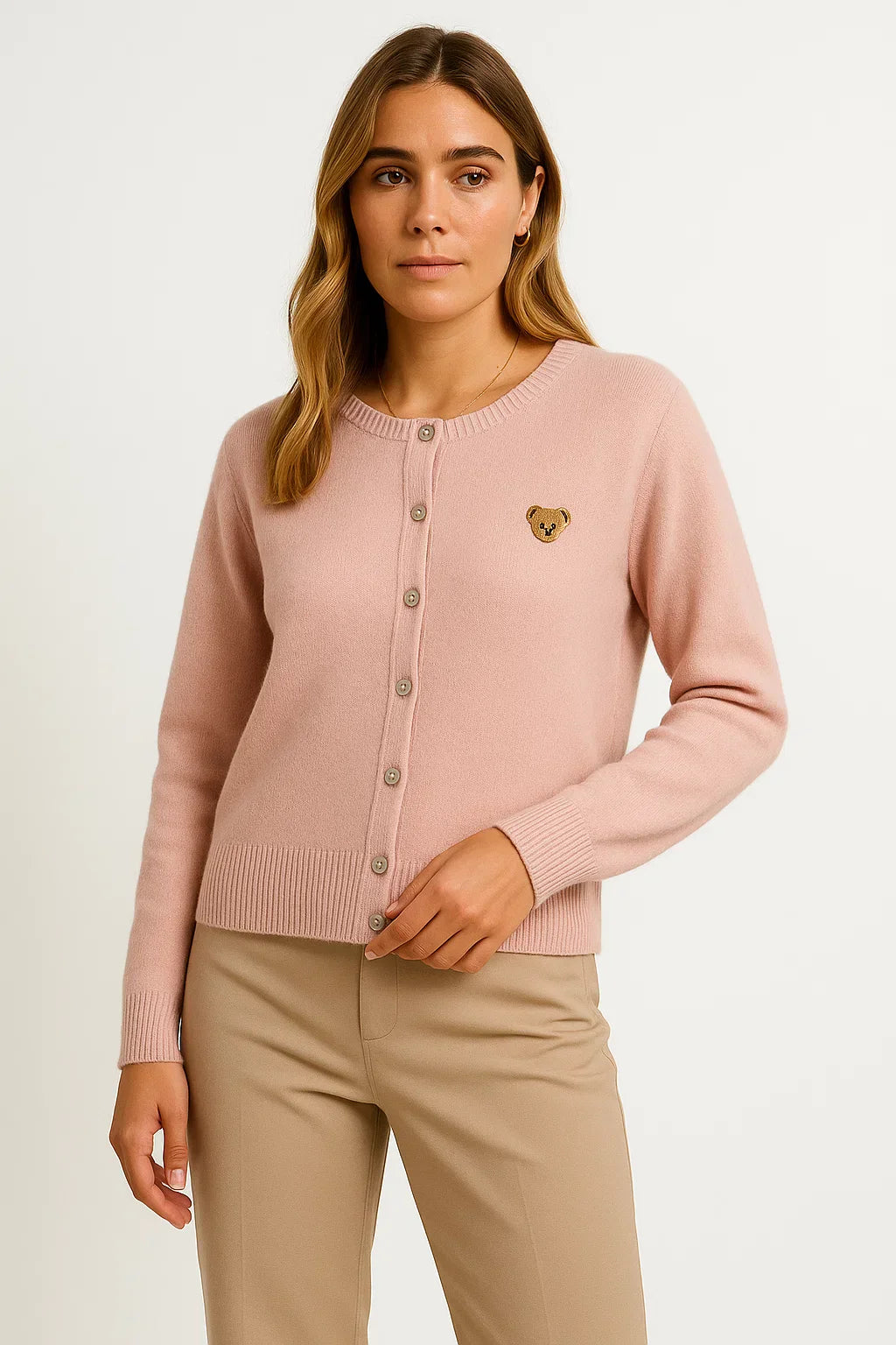 Cardigan brodé à boutons | Coton mélangé | Coupe regular