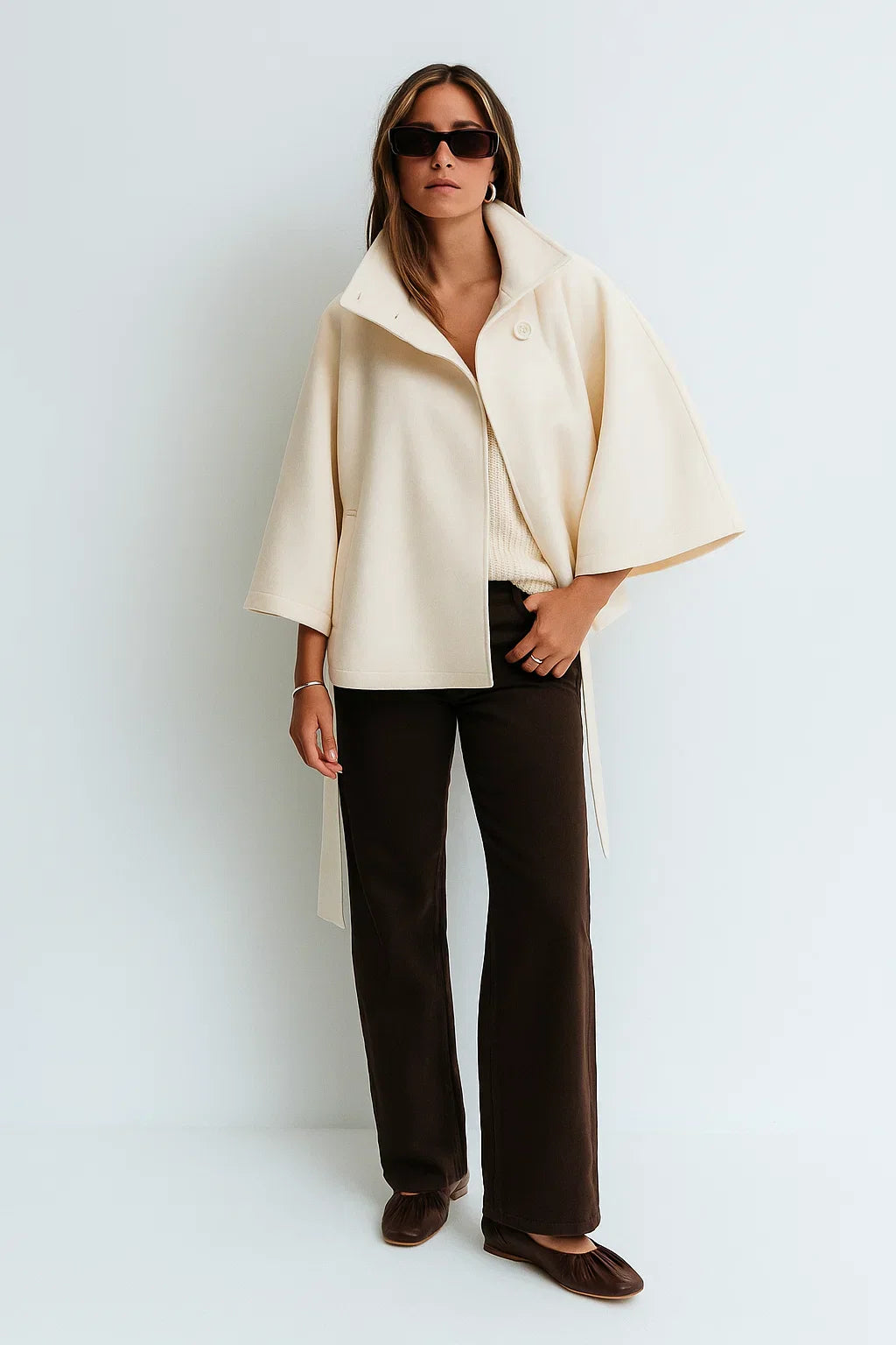 Cape Jacket | Ceinture | Col Montant | Automne Hiver