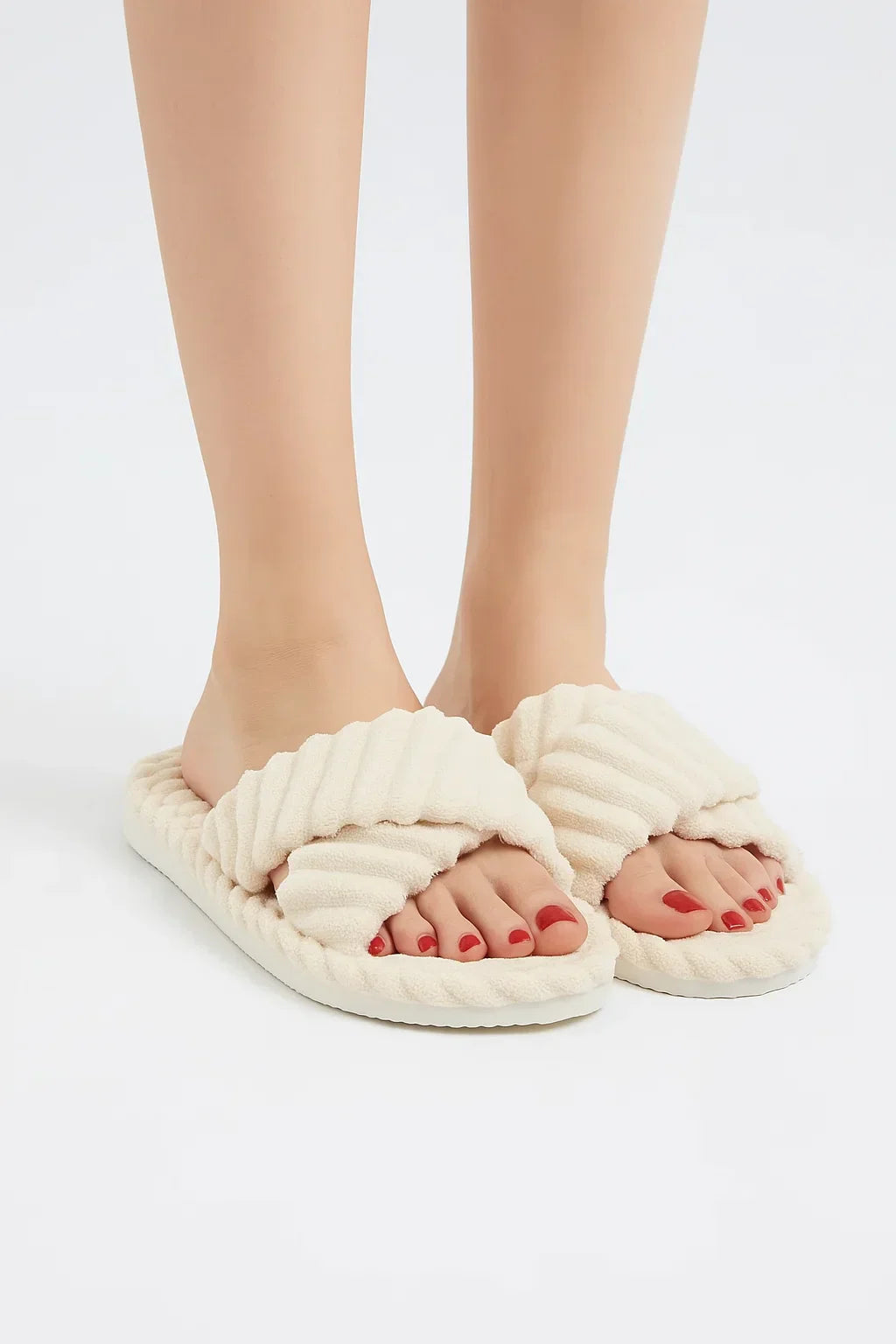 Chaussons Corduroy à Bande Croisée | Semelle Plush | Confort Intérieur