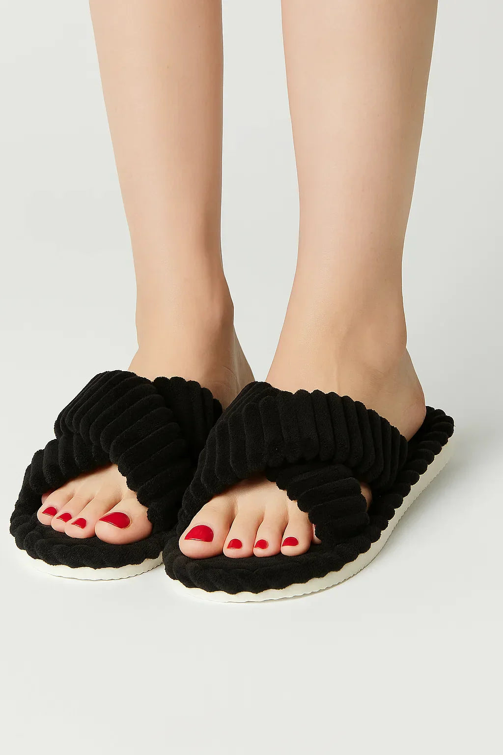 Chaussons Corduroy à Bande Croisée | Semelle Plush | Confort Intérieur