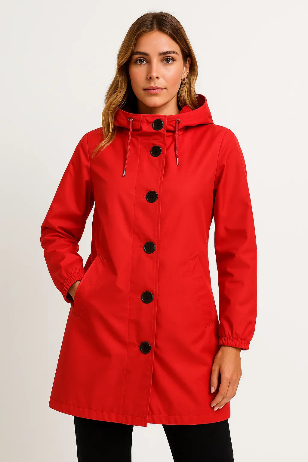 Veste imperméable à capuche femme | Manteau long | Coupe légère