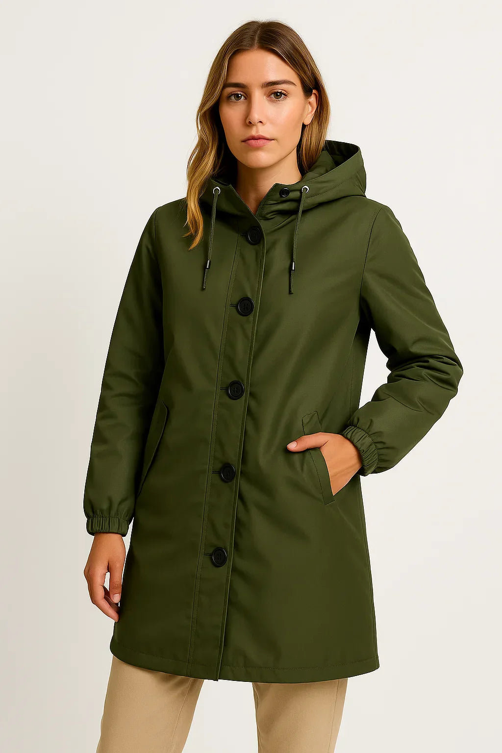 Veste imperméable à capuche femme | Manteau long | Coupe légère