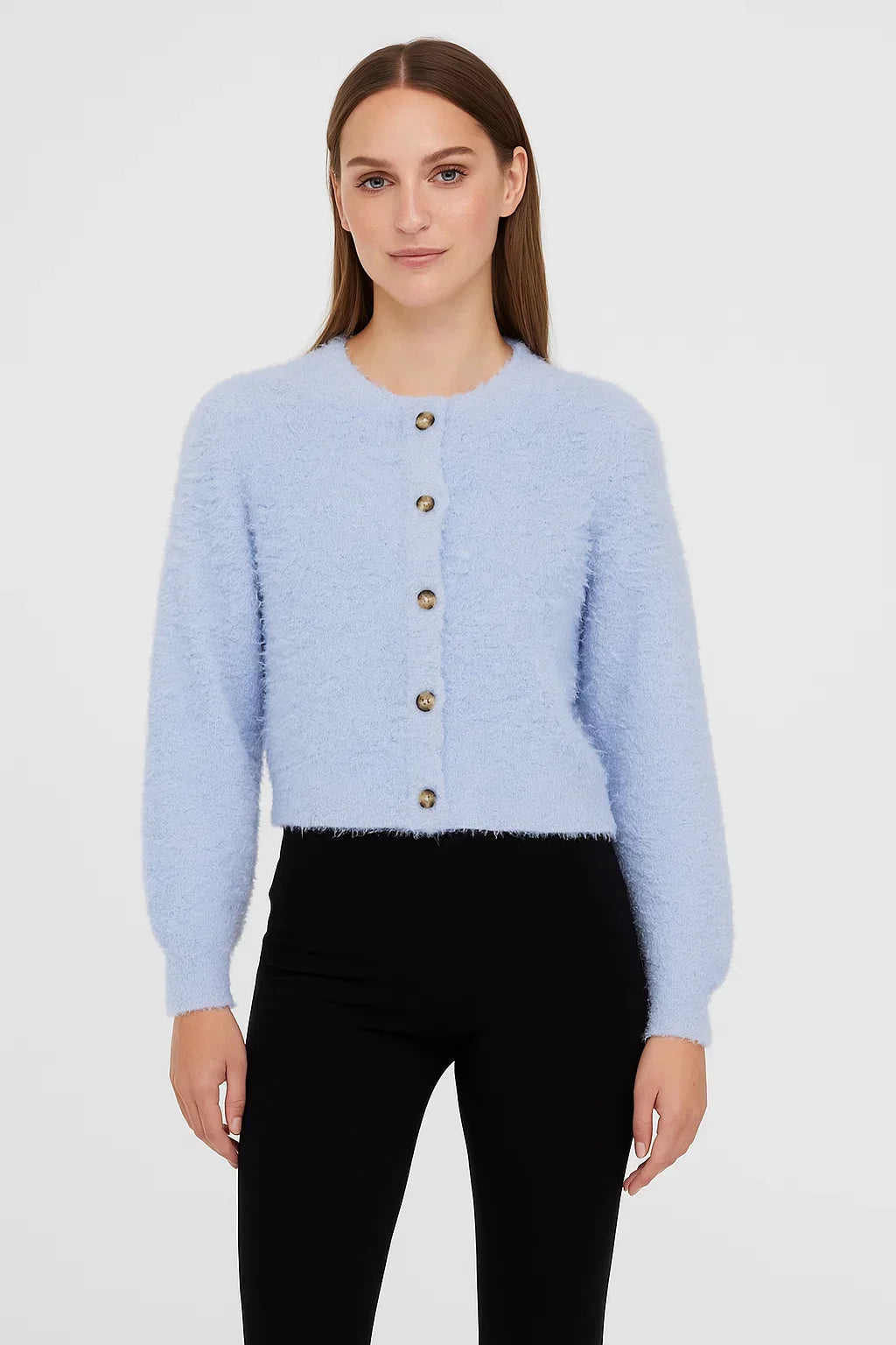 Cardigan Bouclé Tricot | Boutons Devant | Texture Douce | Silhouette Cropped