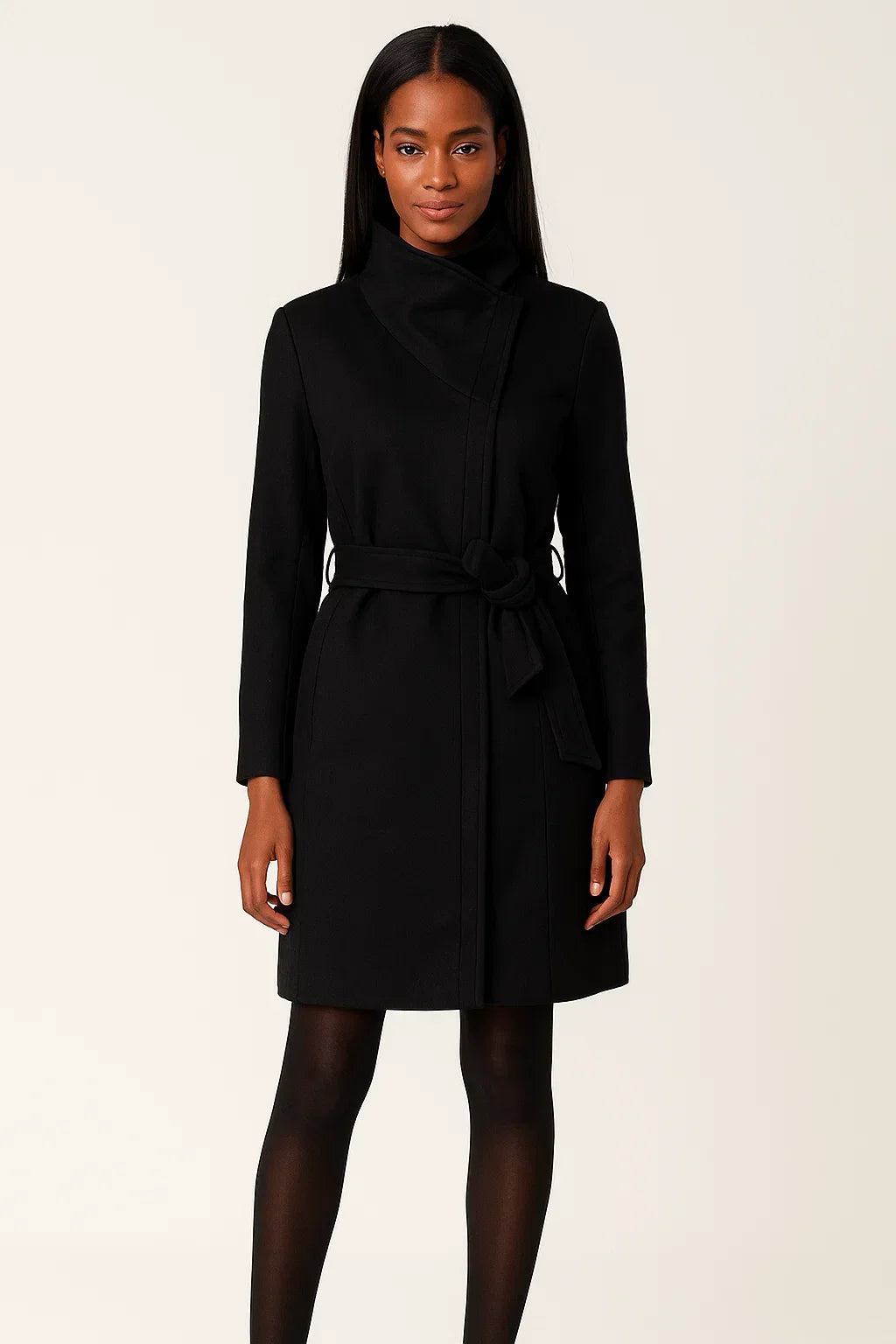 Manteau d'Hiver Ceinturé | Col Haut | Silhouette Minimaliste