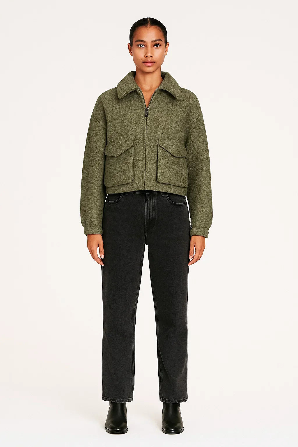 Veste Texturée Coupée | Zip Front | Poches Utilitaires | Style Urbain Moderne