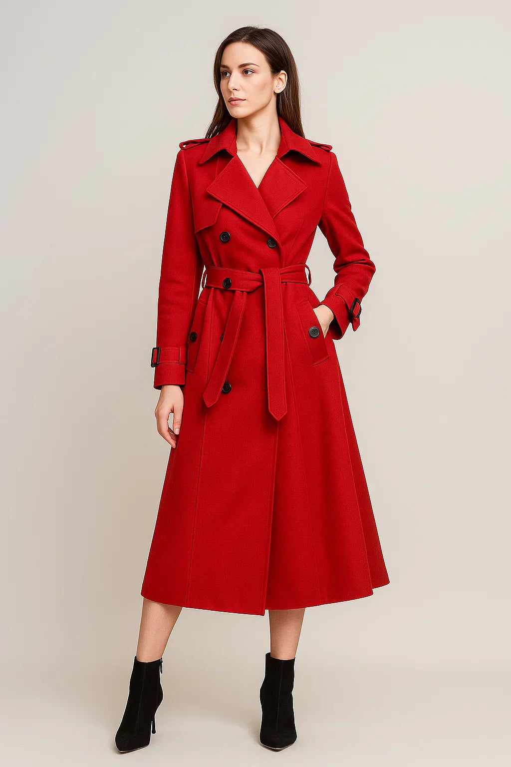 Trench Coat Long | Ceinture A-Line | Design Classique Mi-Saison
