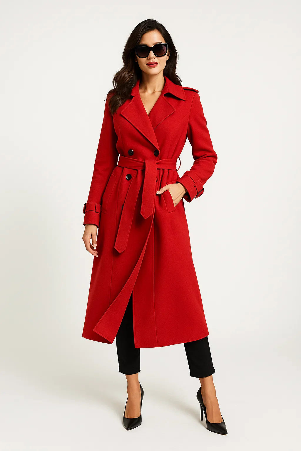 Trench Coat Long | Ceinture A-Line | Design Classique Mi-Saison