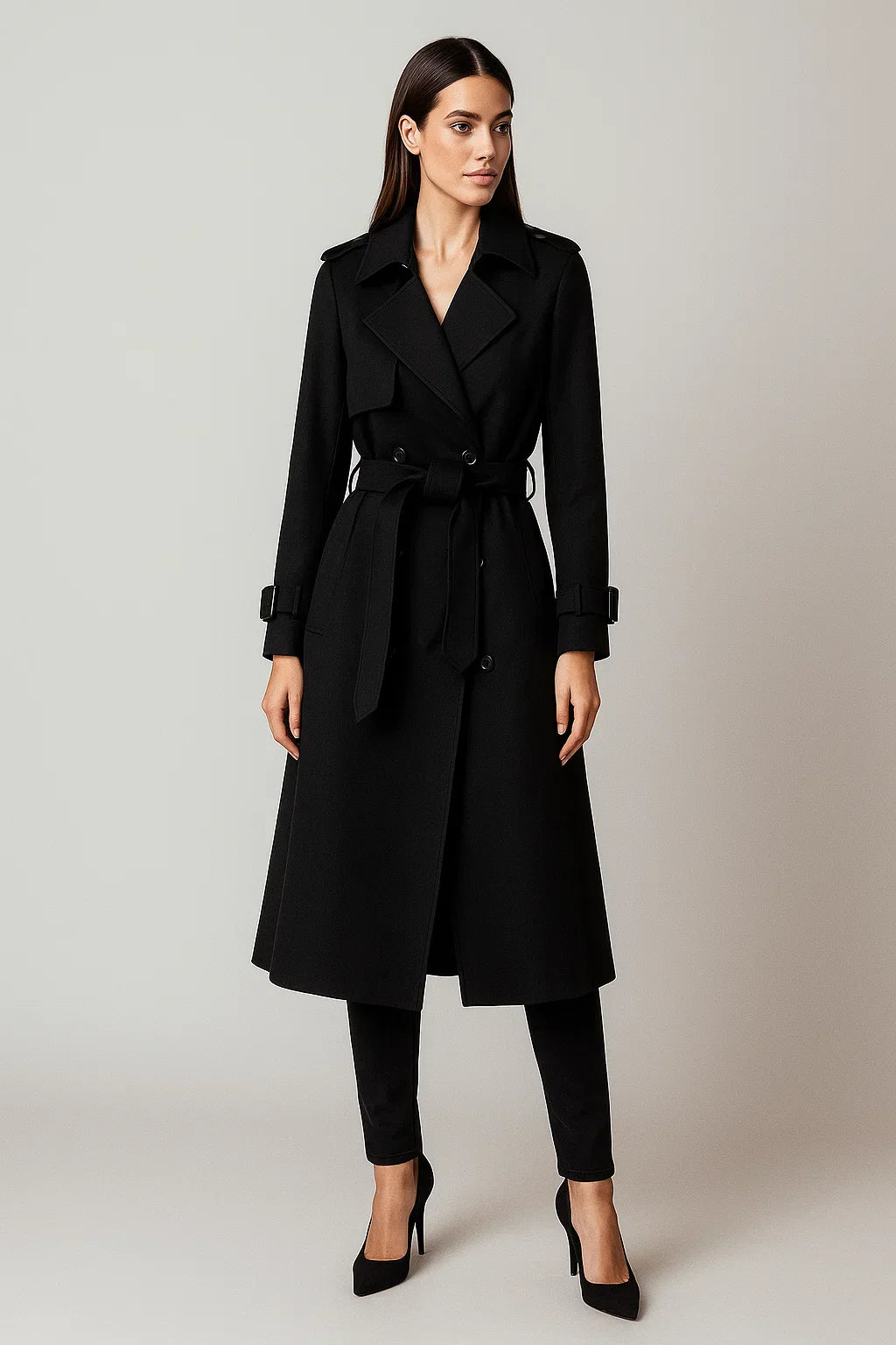 Trench Coat Long | Ceinture A-Line | Design Classique Mi-Saison