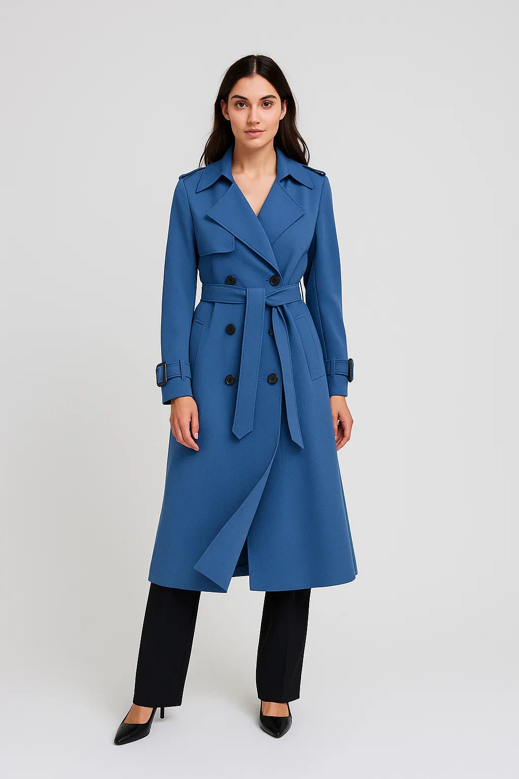 Trench Coat Long | Ceinture A-Line | Design Classique Mi-Saison