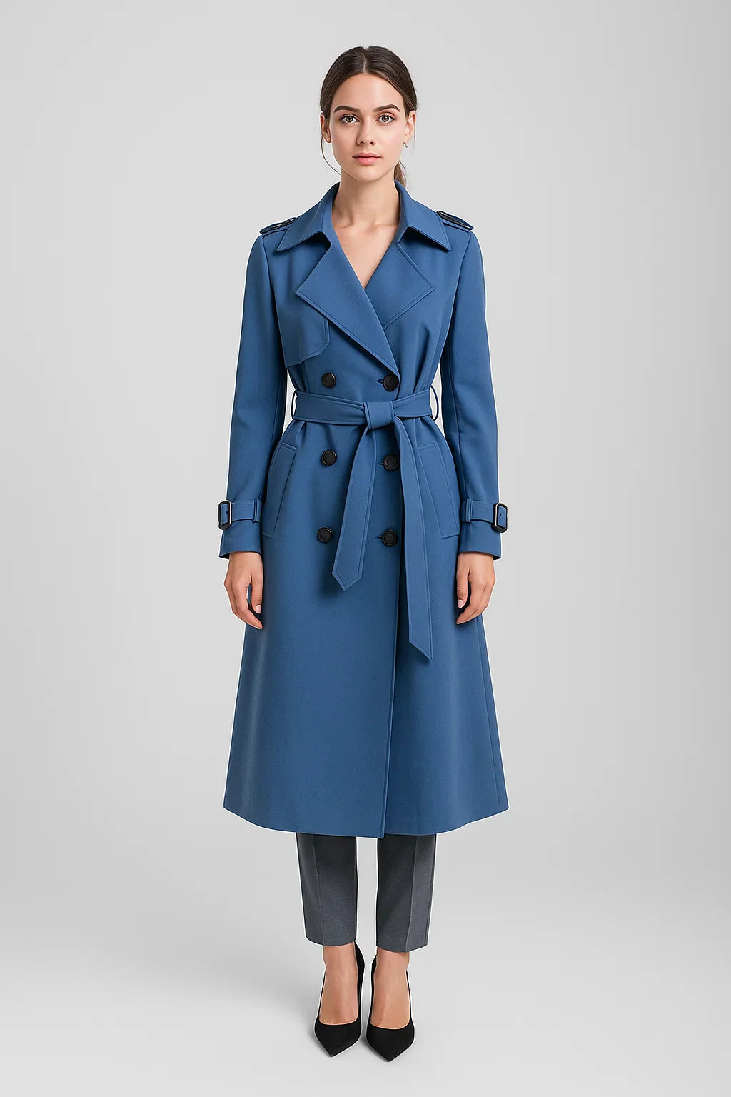 Trench Coat Long | Ceinture A-Line | Design Classique Mi-Saison