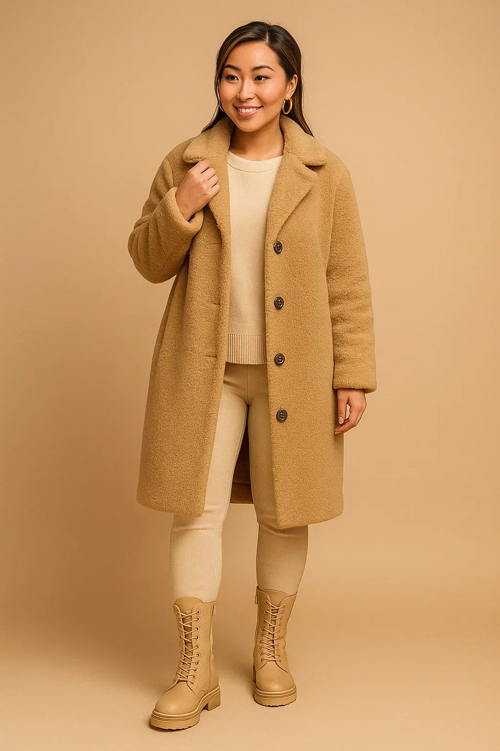 Manteau Long Teddy Fondamentale | Finition Texturée Douce