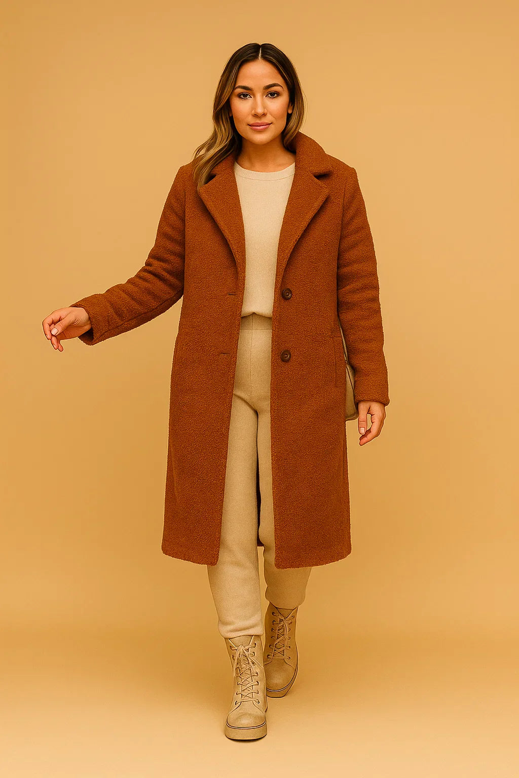 Manteau Long Teddy Fondamentale | Finition Texturée Douce