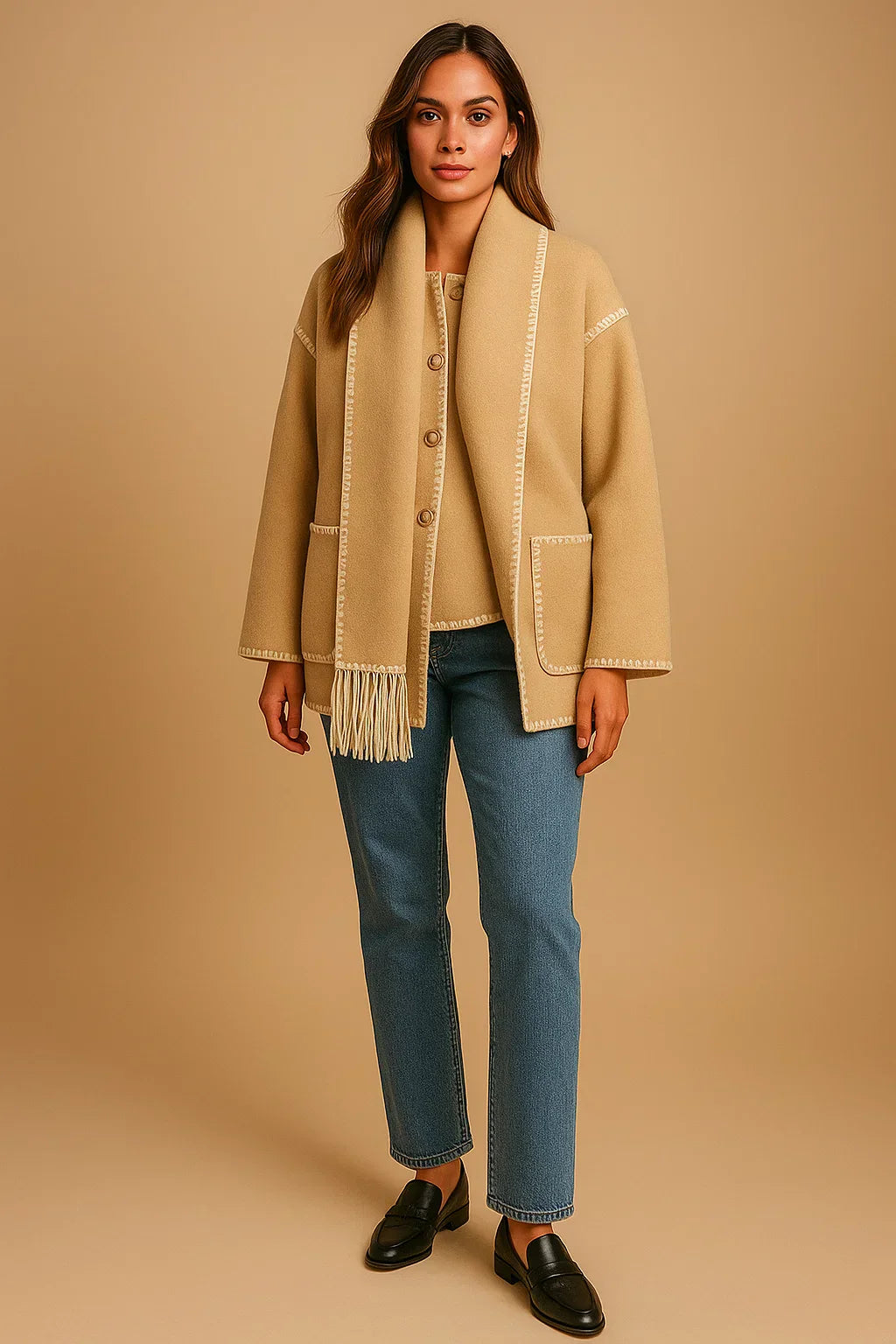 Manteau à Détails Frangés | Coupe Relaxée