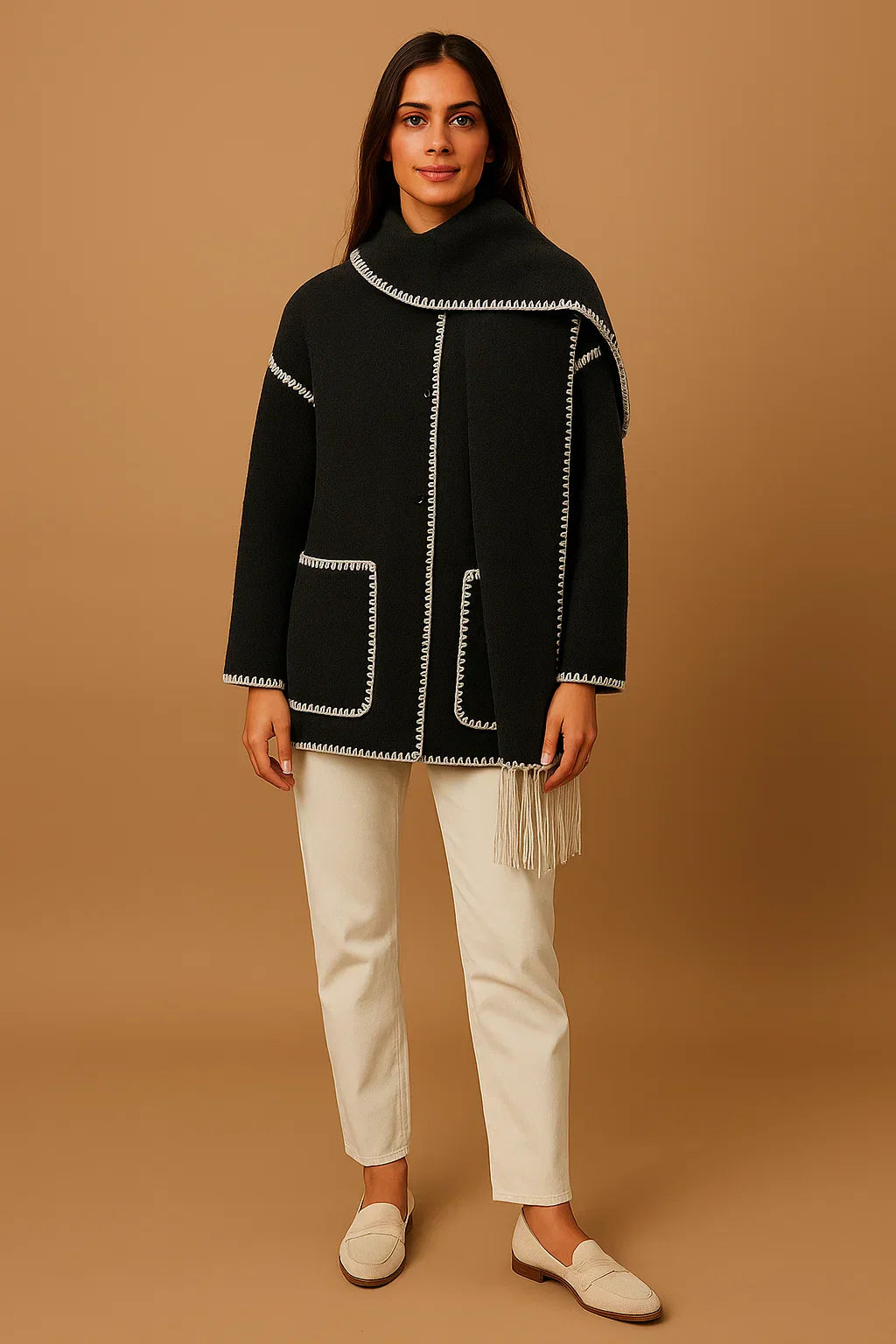 Manteau à Détails Frangés | Coupe Relaxée