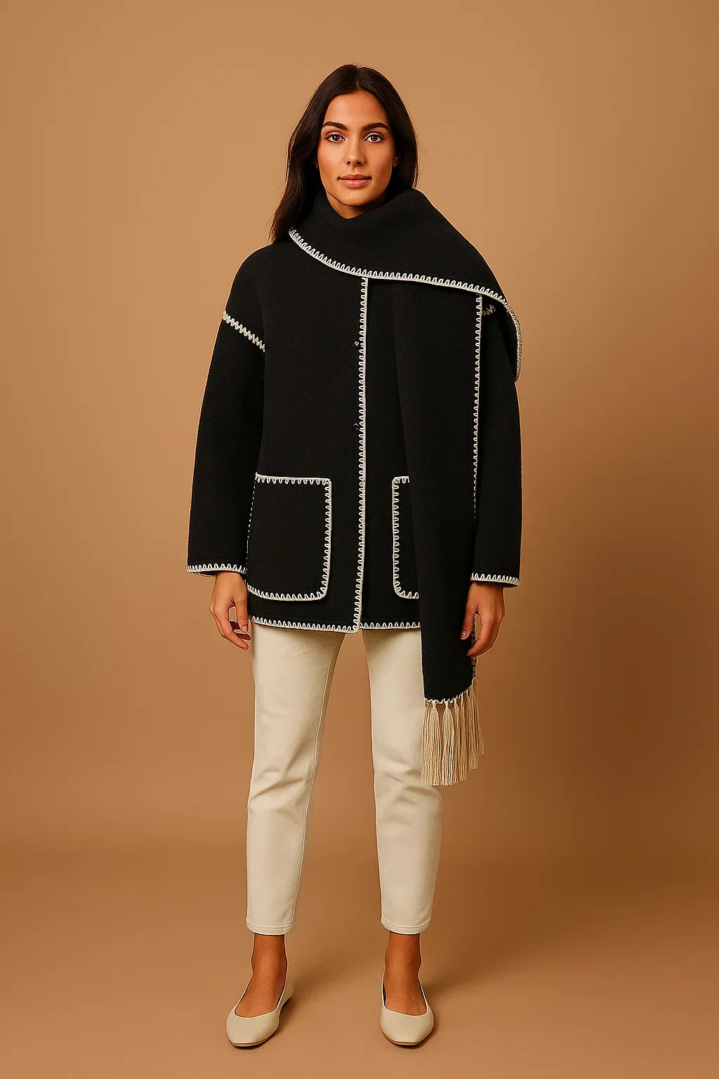 Manteau à Détails Frangés | Coupe Relaxée