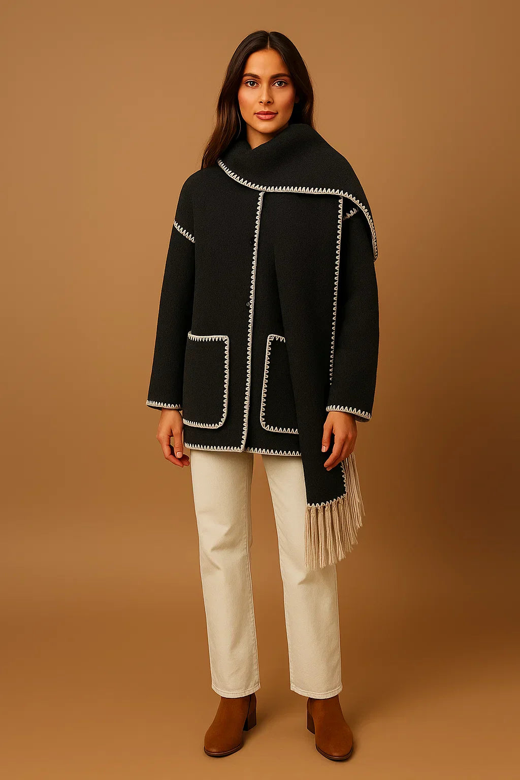 Manteau à Détails Frangés | Coupe Relaxée