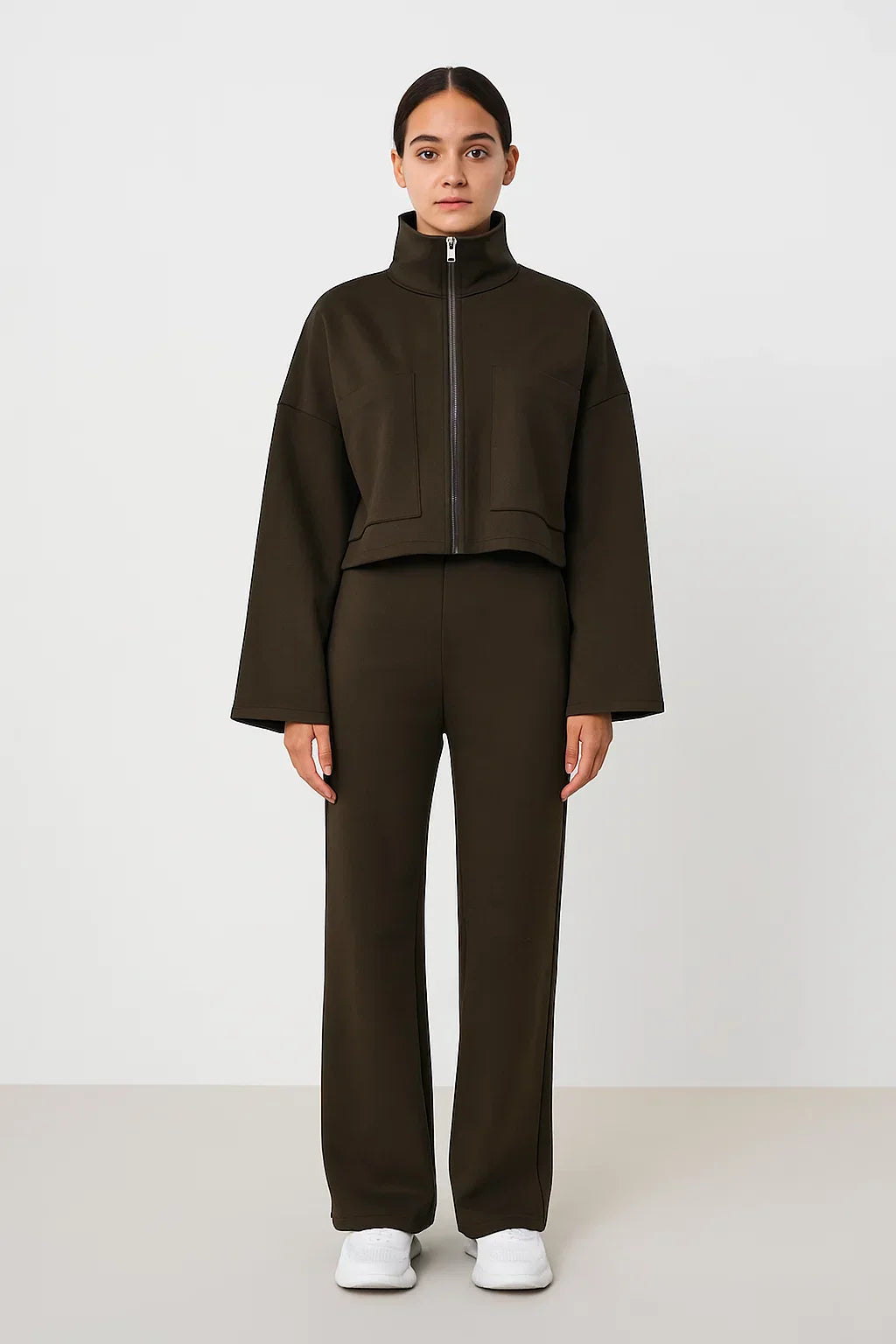 Veste zippée structurée | Col haut | Coupe cropped