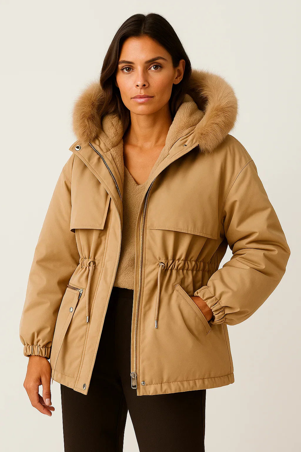 Parka Femme à Capuche | Doublure en Fausse Fourrure | Résistante à l'Eau Ajustable