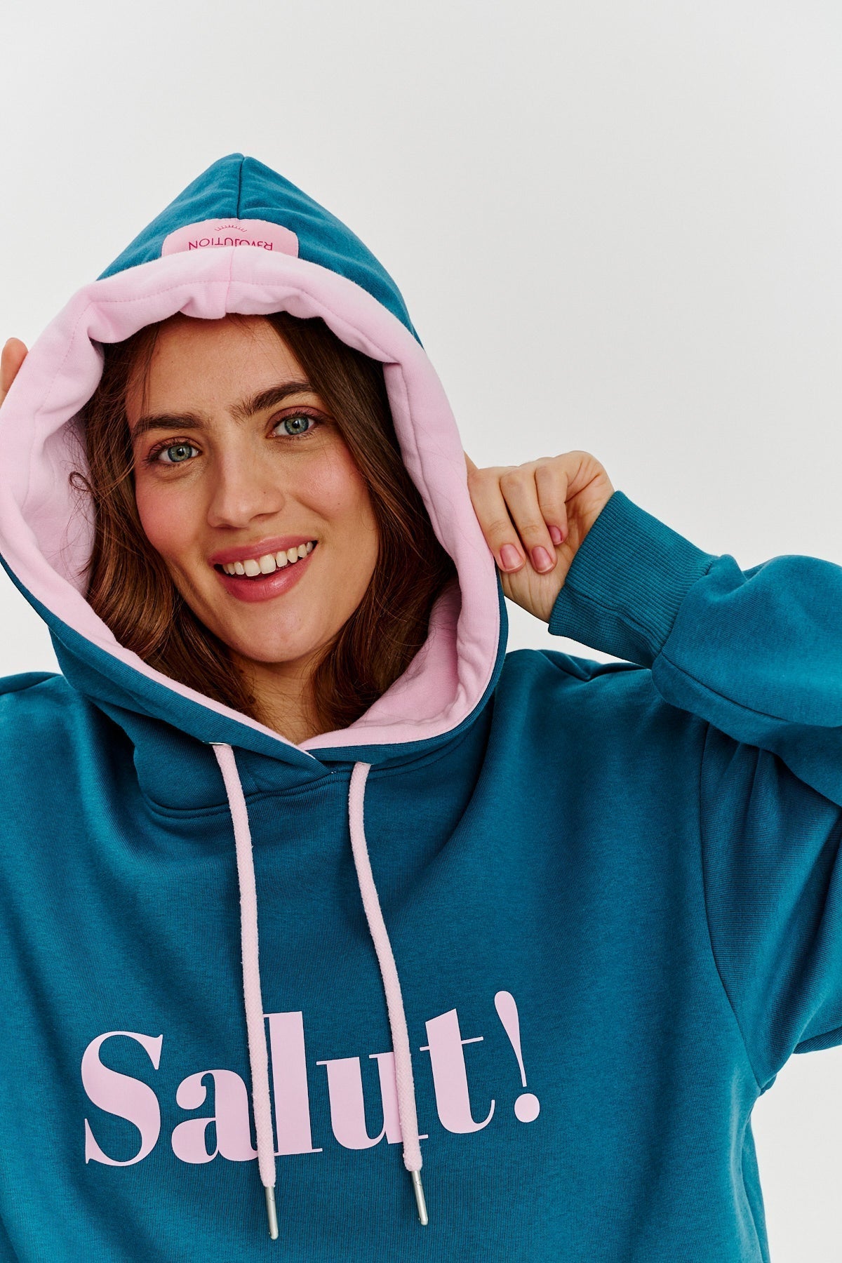 Hoodie “Salut!” | Oversized | Imprimé Contrasté