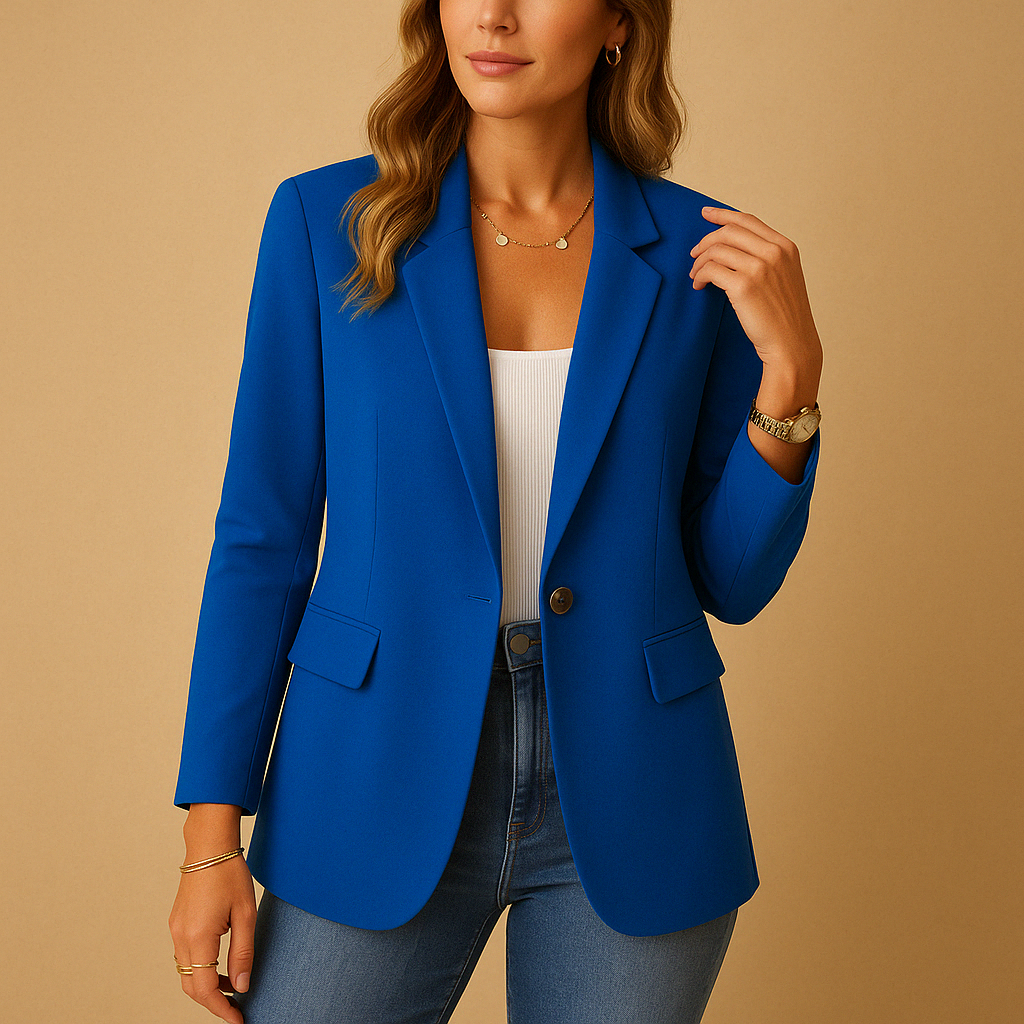 Blazer Fitted Bouton Simple | Silhouette Minimaliste | Longueur Régulière