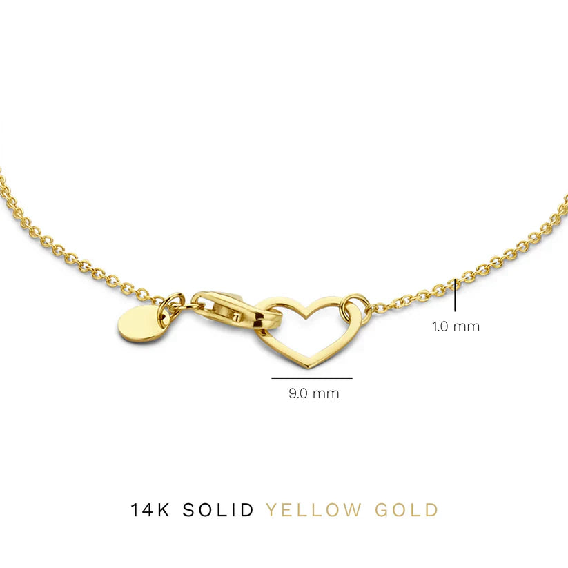 Bracelet Coeur Charmant Lueur | Chaîne Fine Ajustable, Fini Brillant