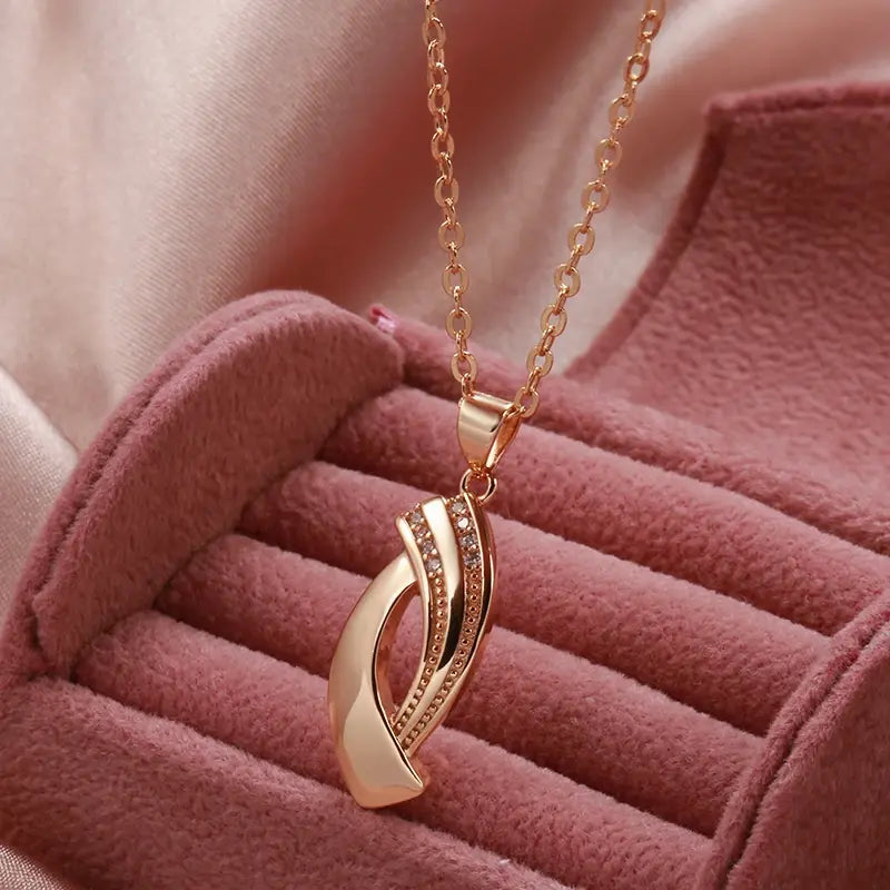 Collier Pendentif Géométrique Lueur | Fini Or 585 avec Zircon