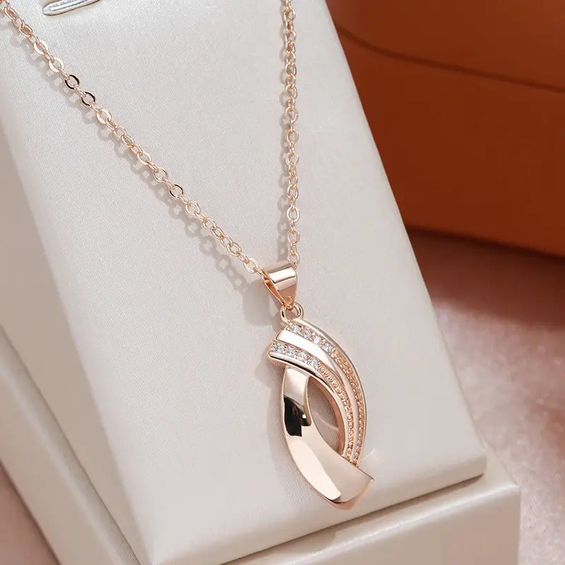 Collier Pendentif Géométrique Lueur | Fini Or 585 avec Zircon