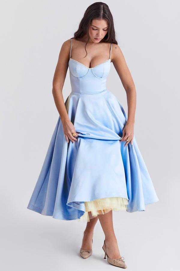 Robe Midi Sweetheart Clarté | Silhouette A-Line | Bretelles Spaghetti