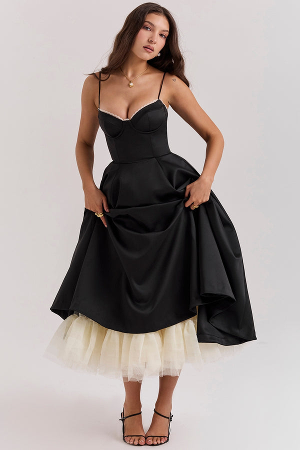 Robe Midi Sweetheart Clarté | Silhouette A-Line | Bretelles Spaghetti