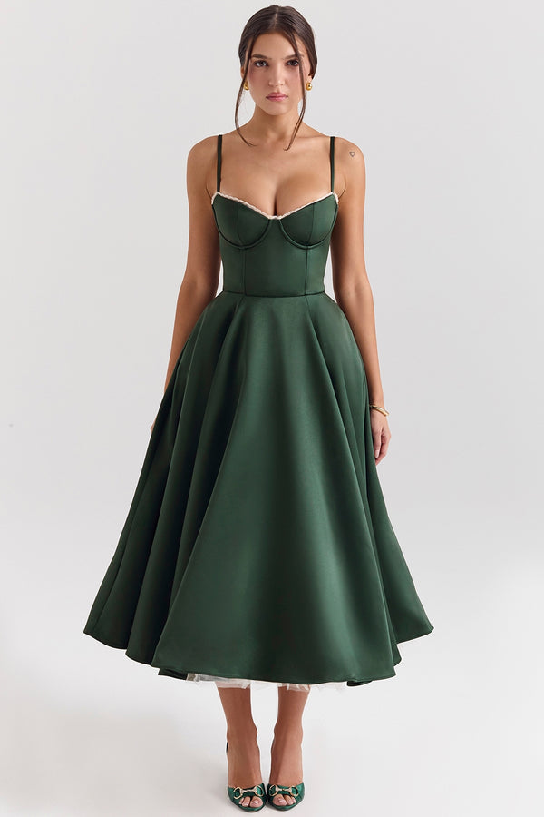 Robe Midi Sweetheart Clarté | Silhouette A-Line | Bretelles Spaghetti