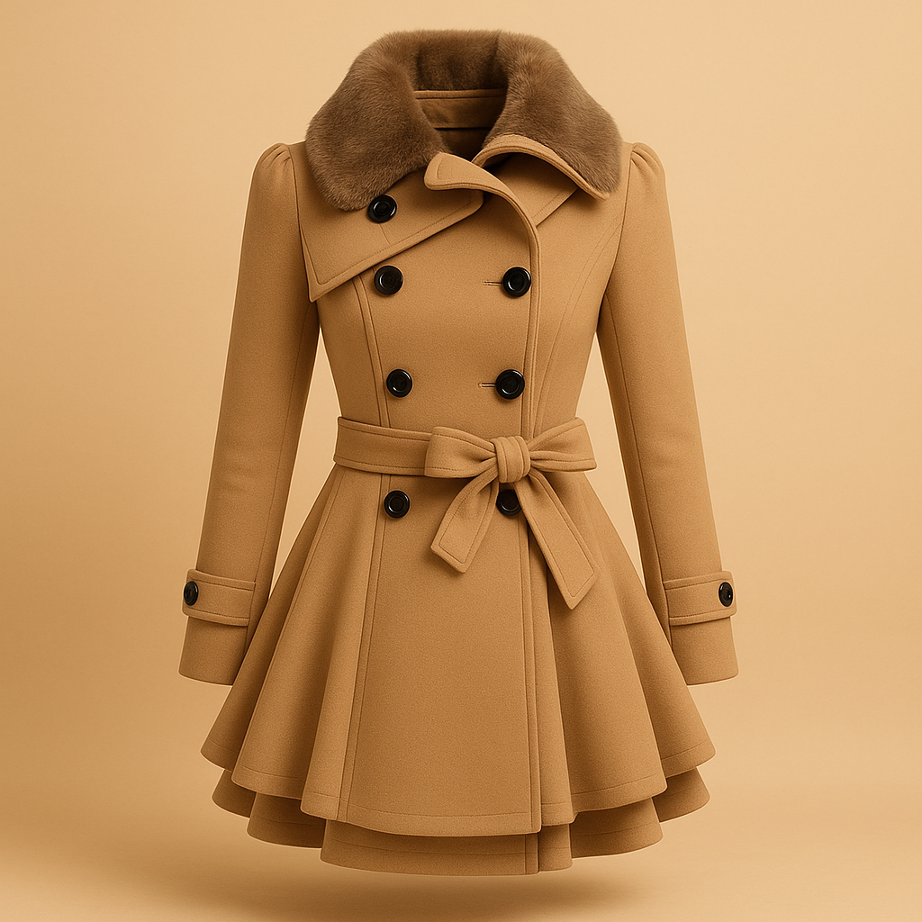Manteau A-Line Bouclé | Col en Fausse Fourrure