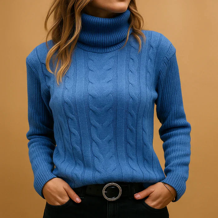 Pull Col Roulé en Tricot à Cable | Silhouette Ajustée | Indispensable Hiver