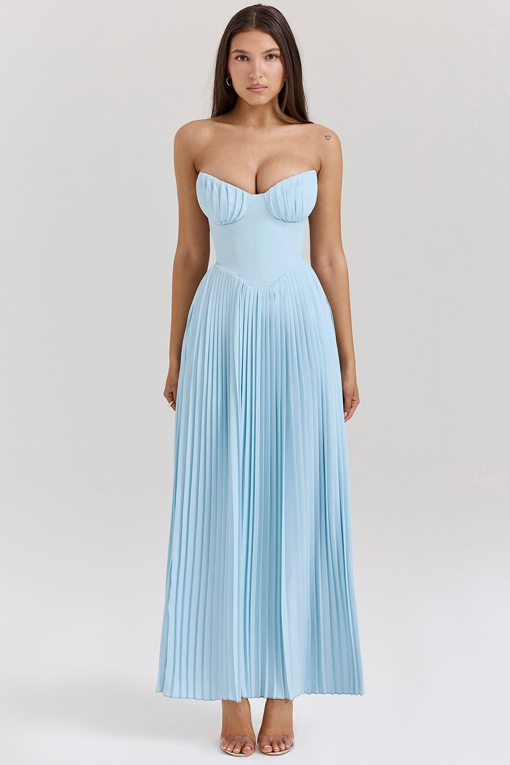 Robe Maxi Plissée Clarté | Corps Bonnets | Silhouette Sans Épaule