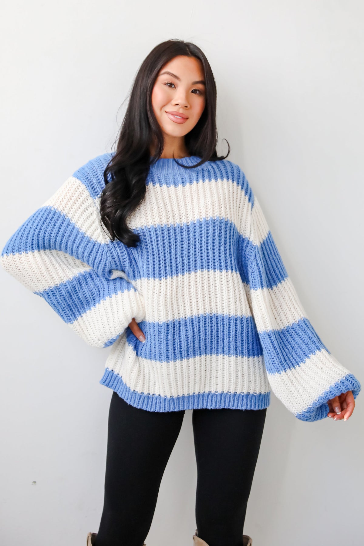 Pull Over Rayures Oversize | Maille Ribée | Coupe Décontractée