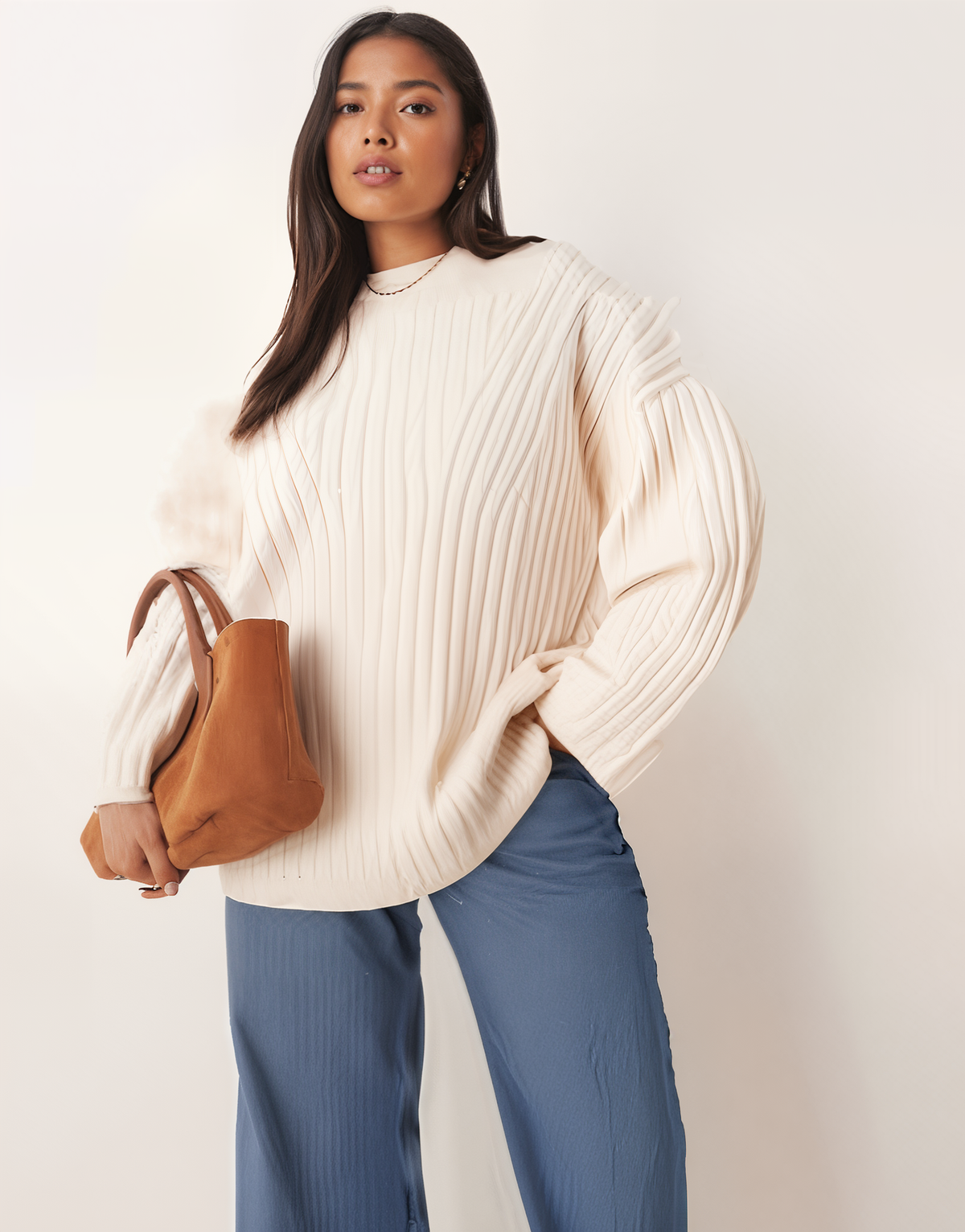Pull-over ribbé | Crème | Coupe relaxe